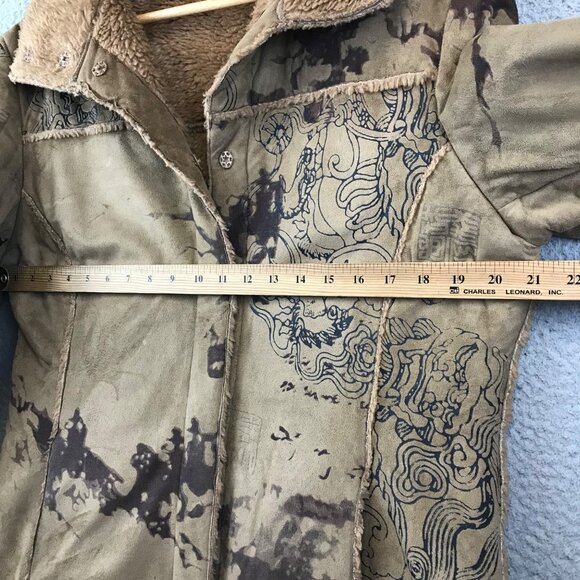 Sao Paulo Womens Faux Suede Shearling Lined Mid-Length Coat 10 - Picture 8 of 14